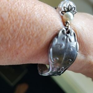 woman's bracelet...$29 "spoon--handle" with a crystal-look & 2 pearls.